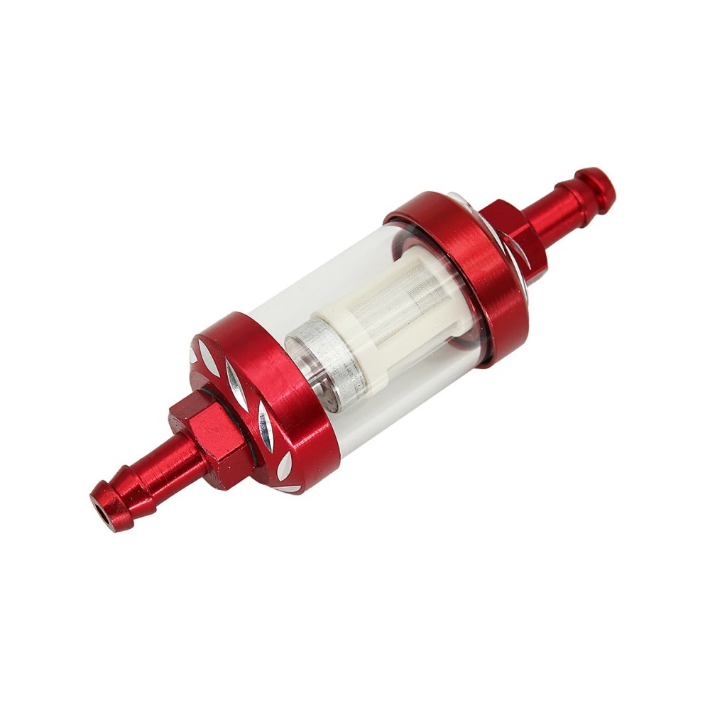 Motorcycle Modification Parts: Transparent Glass Aluminum Core Cnc Fuel Filter, Removable and Washable Filter