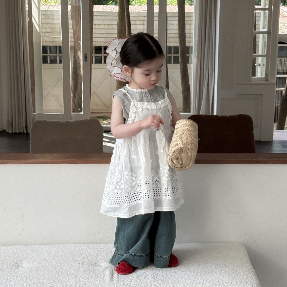 25 Summer New Girls' Korean Embroidered Sling dress Baby Girl Ins Stylishly Cute Doll Dress Trendy