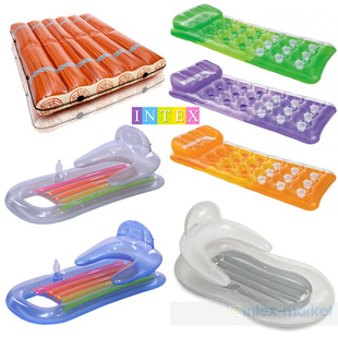 Intex Swimming Inflatable Floating Bed Water Floating Beach Mat Lounge Chair Thickeneded Travel Pump