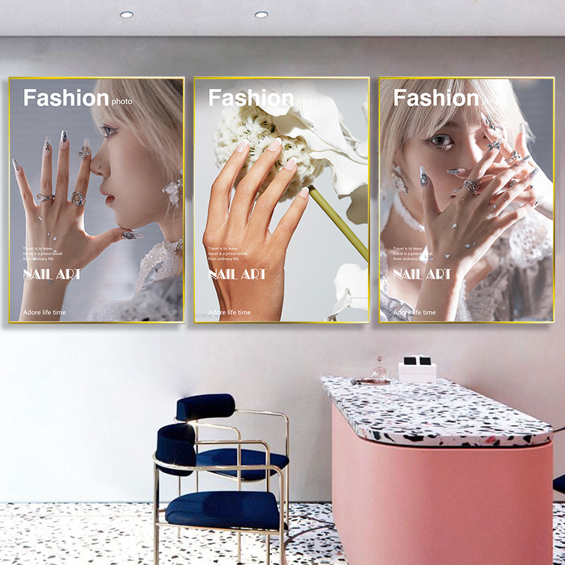 Beauty salon background wall mural semi-permanent publicity poster high-level simple hanging painting nail salon wall decoration painting