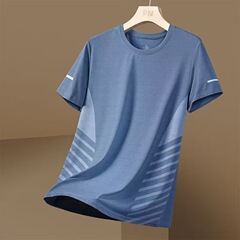 氷糸半袖tシャツ男性夏の薄い通気メッシュ運動速乾ゆるい服お父さん夏服