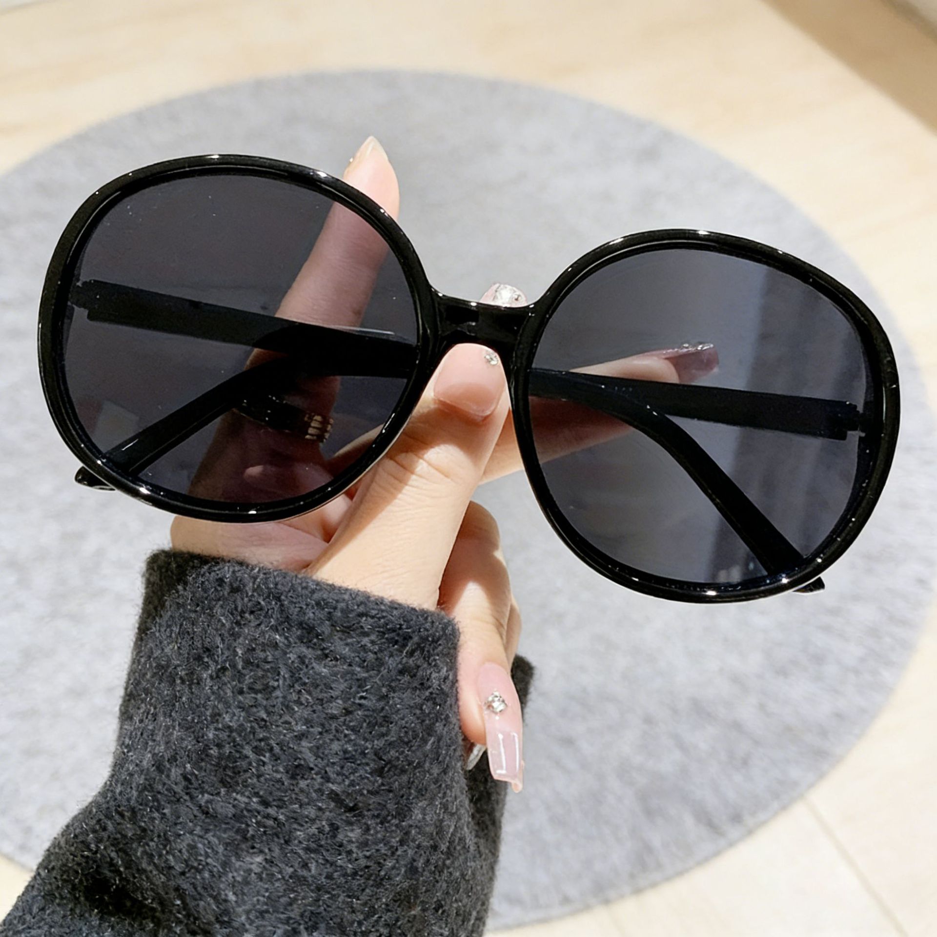 Oversized Round Sunglasses For Men And Women Uv Protection Fashion_voghion.com