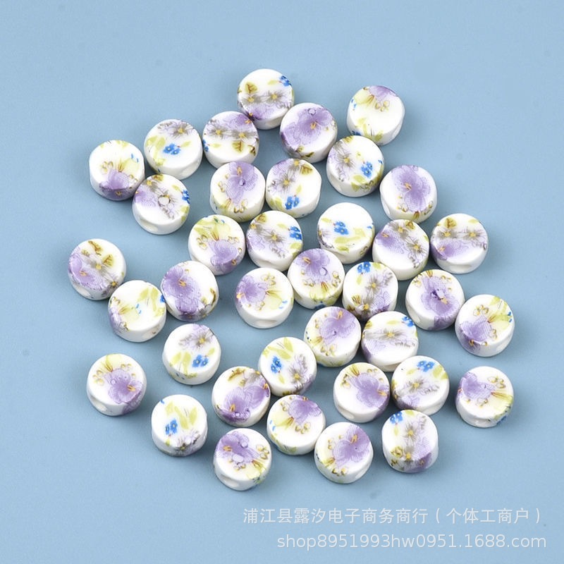 Flores de cerámica oblata esmalte de color decal de cerámica flores de estilo chino hechas a mano DIY collares pulseras pendientes accesorios