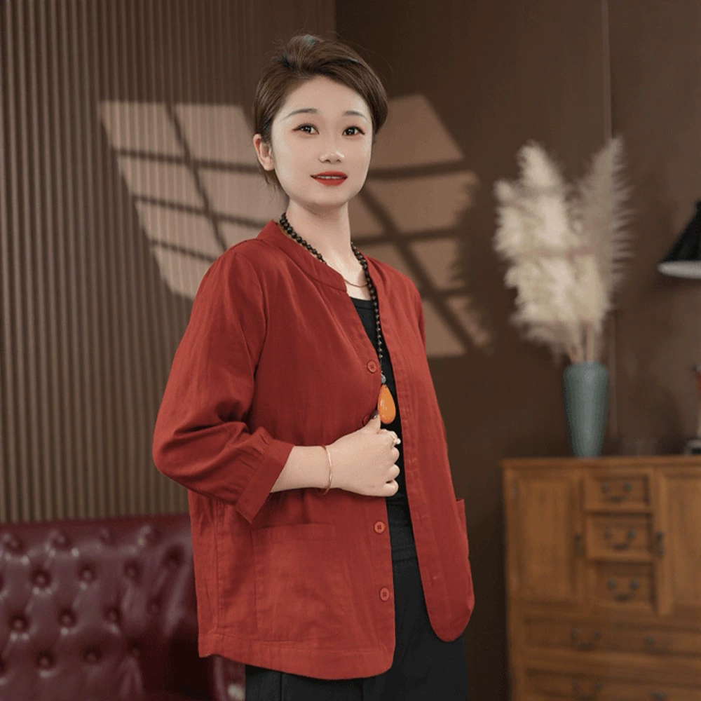 Новый летний универсальный модный стильный двухслойный кардиган из хлопчатобумажной пряжи F, куртка-топ, наряд для мамы больших размеров, утягивающий и закрывающий.