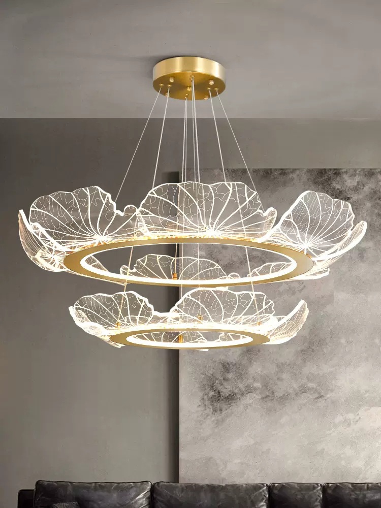 Lámparas de sala de estar nórdicas personales simples lámpara de restaurante de hojas de loto dormitorio principal creativo red de arte de sangarra lámpara LED