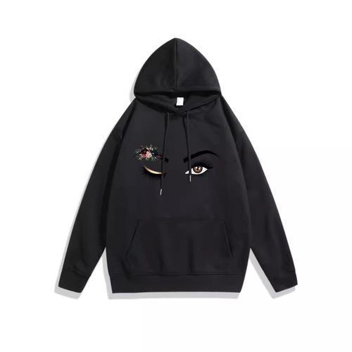 Women's Cross-border Plus Size Hooded Sweatshirt, New Autumn/Winter Korean Style Loose Fit Casual Top with Fleece and Personalized Print Jacket, Trendy