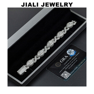 European and American Hip-Hop S925 Silver Full-Set Moissanite Eye Infinity Bracelet White Diamond Figure-Eight Chain Creative Cuban Chain