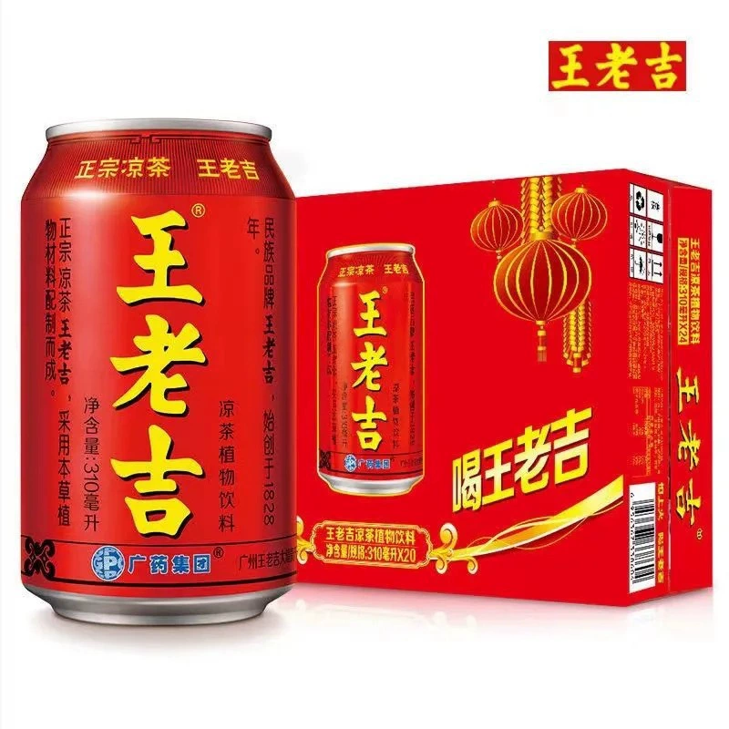 Травяной чай Wang Laoji 310ml * 24 банки красных консервированных прохладных и утоляющий жажду растительный напиток Оптовая доставка