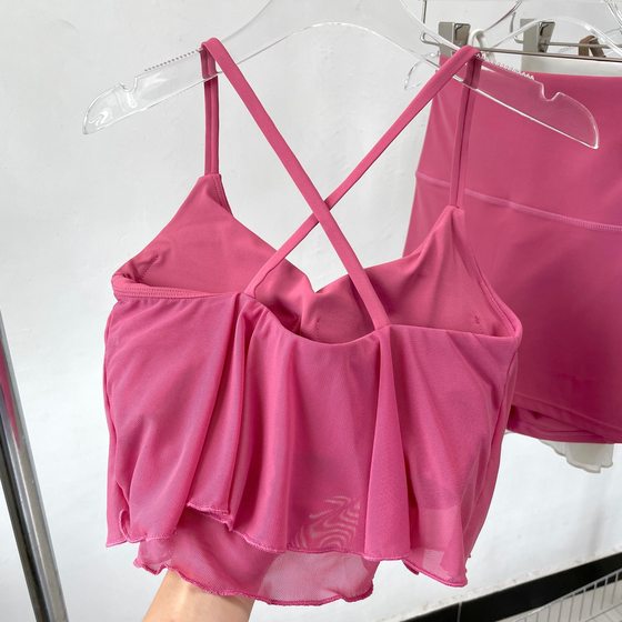 Sports suit women's workout clothes yoga vest mesh fairy tight sports shorts with pockets fitness hot pants