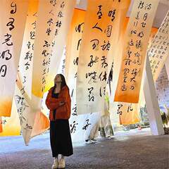 新中式古国风国庆书法字纱幔挂布秋天落日氛围感布置装饰布背景布