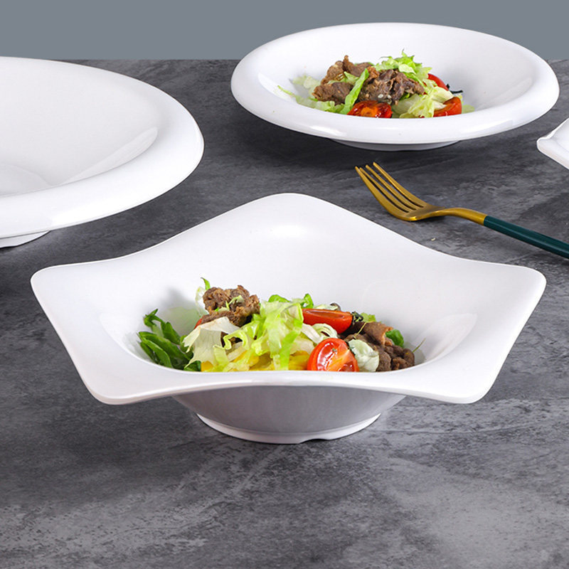 Melamine Creative Tableware Special-Shaped Plates, Irregular Petal Plates, Imitation Porcelain Salad Plates, Restaurant Cold Dish Plates for Commercial Use