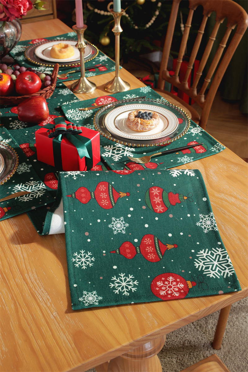Runner da tavola natalizio stampato in policotone albero di Natale fiocco di neve tovaglietta tovagliolo tovaglia decorativa_voghion.com