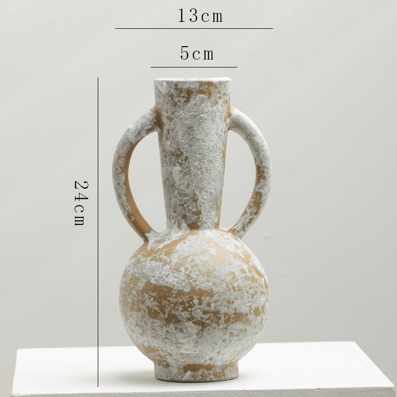Decoración de cerámica de estilo retrógrado silencioso jarrón de flores secas sala de estar hidropónica decoración floral de alta calidad lujosa