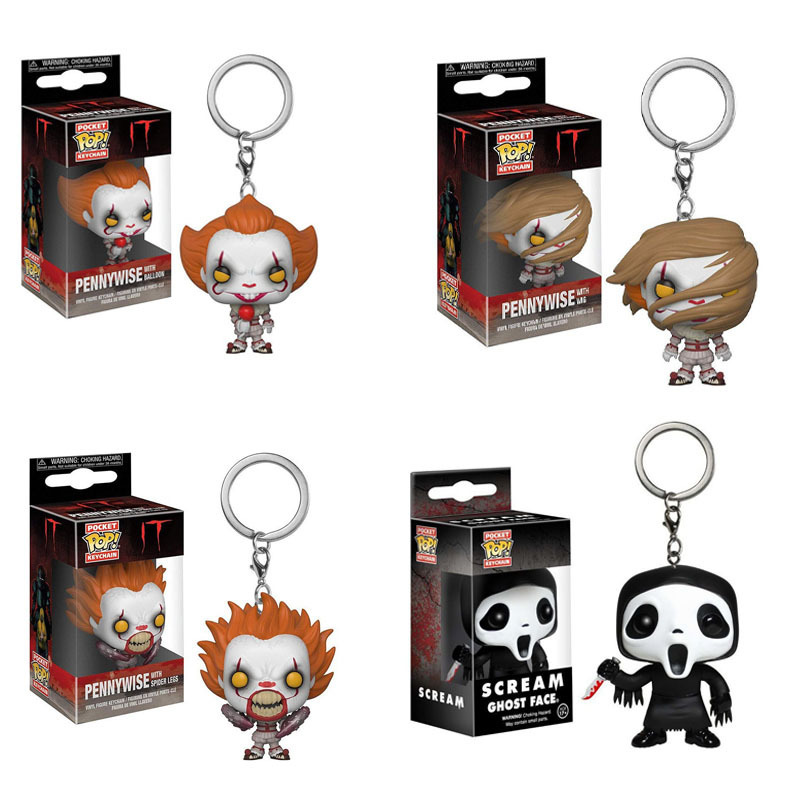 It: Chapter Two Clown with a Ghost Face Long Hair Scythe Long Tongue Knife Keychain Cross-Border