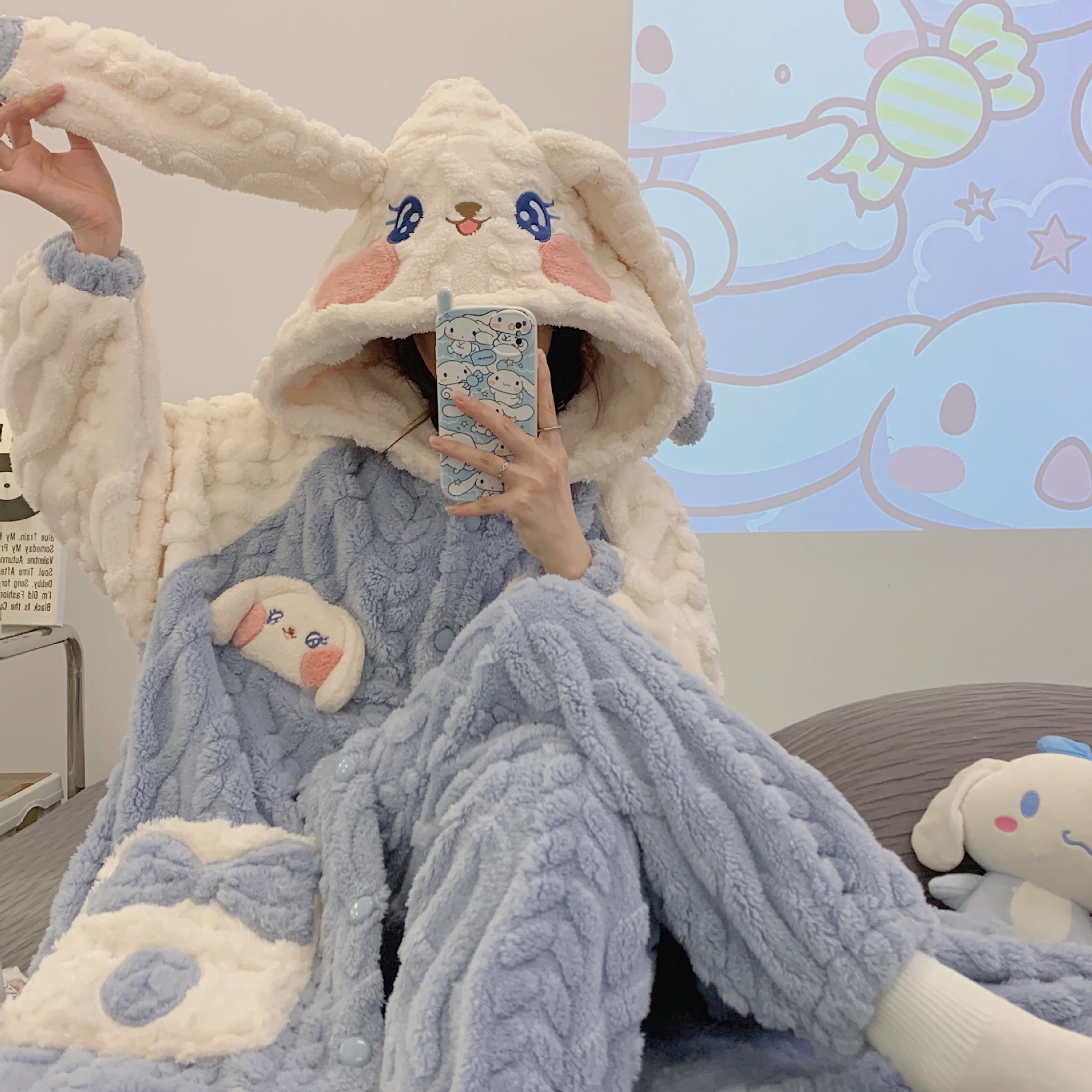 秋冬季新款睡衣女长款珊瑚绒加厚保暖睡袍休闲大码浴袍套装可外穿