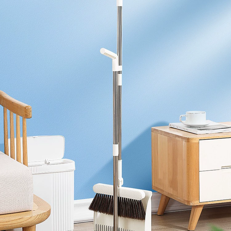Набор метлы с совком, складной и утолщенный для домашнего использования, вертикальная метла с мягкой щетиной для ванной комнаты, может стоять и храниться.