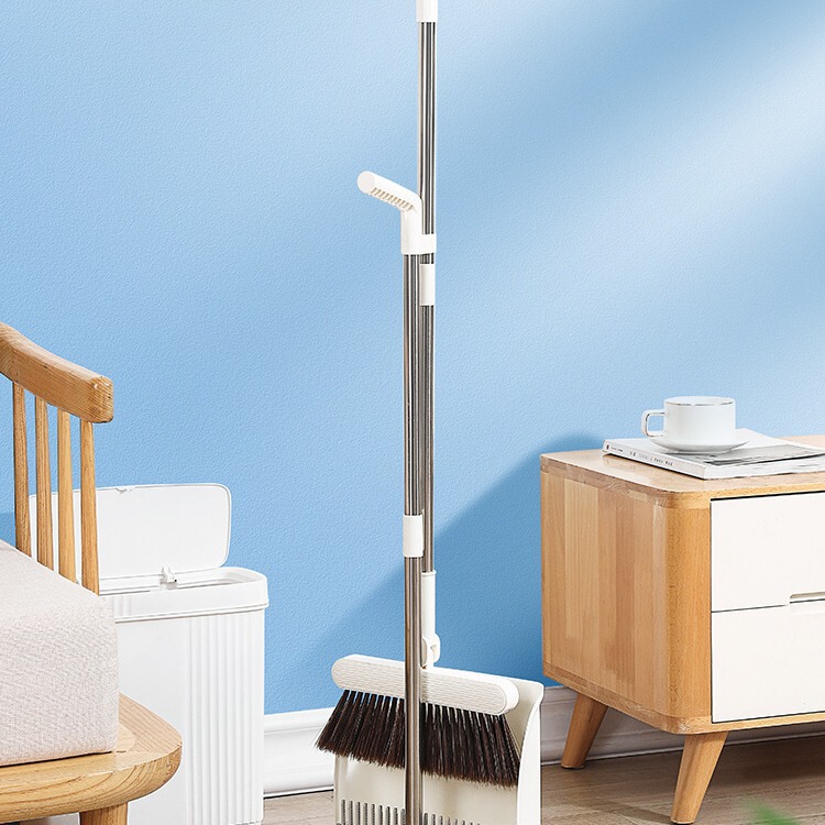 Broom suit broom dustpan foldable thickened household broom soft hair upright toilet can stand
