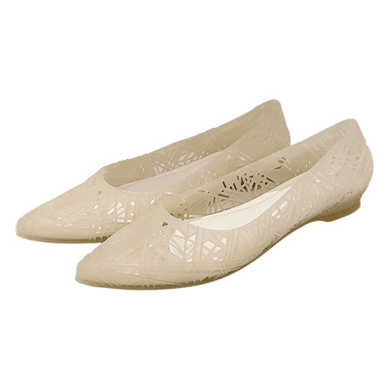 Сандалии на плоской подошве женская летняя модная верхняя одежда 2023 новая пляжная обувь корейские прозрачные пластиковые туфли с острым вырезом и желе