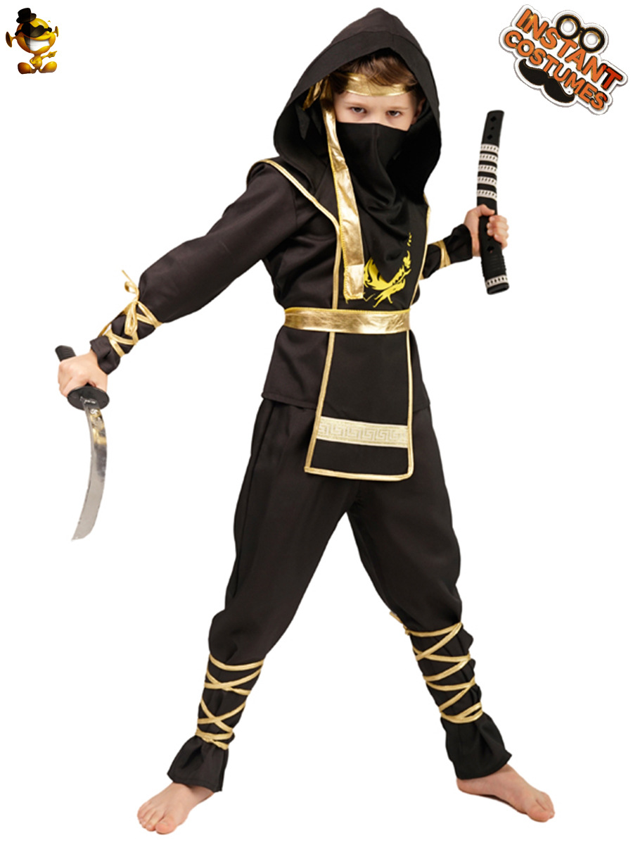 Niño pequeño Halloween Golden Dragon Ninja traje niños ninja masculino juego de rol cosplay traje de rendimiento image 3