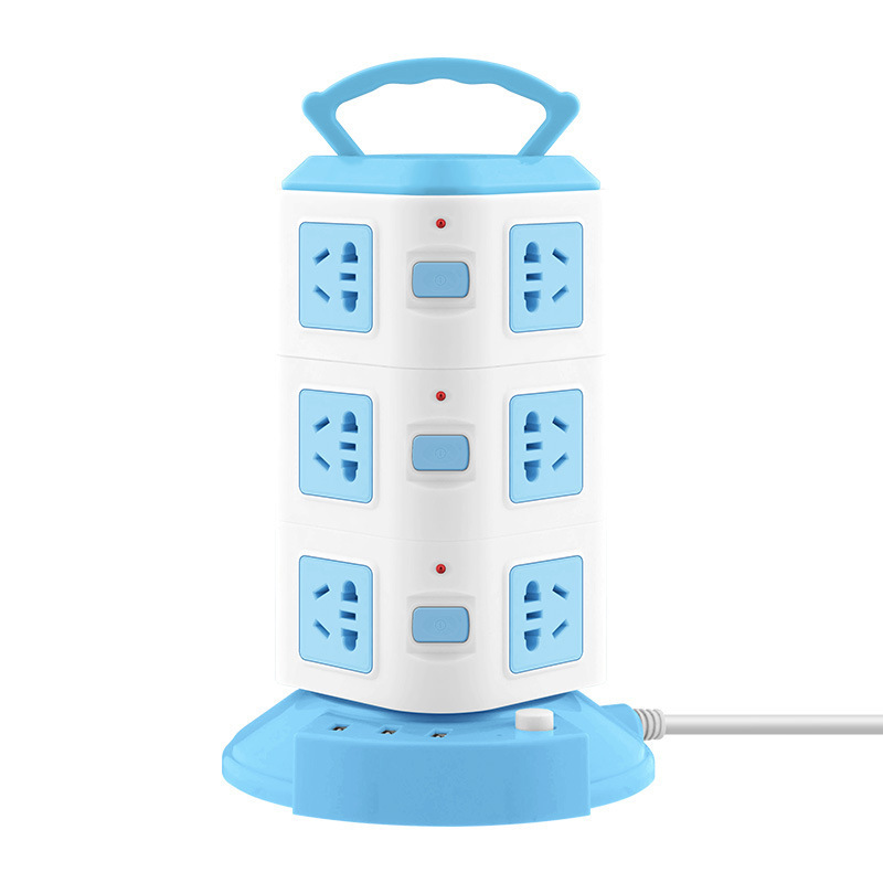 Panel de enchufe vertical inteligente poroso multifuncional con torre de carga USB tipo enchufe casero enchufe tablero de conexión de cableado