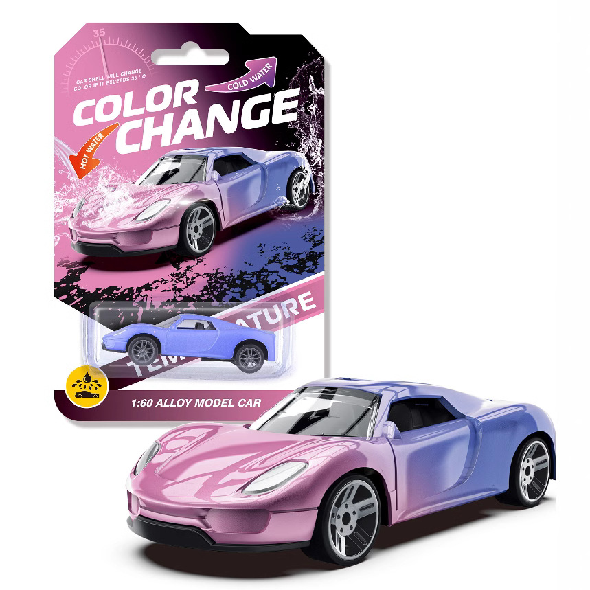 Free Shipping 1:60 Color Change Back Force Alloy Car Model Temperature-sensitive Color Change Alloy Car Color Change Simulation Small Sports Car in Water