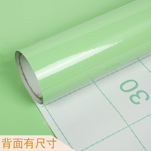 Kitchen cabinet stickers wardrobe desk renovation wallpaper glossy solid color waterproof oilproof self-adhesive wall stickers wholesale