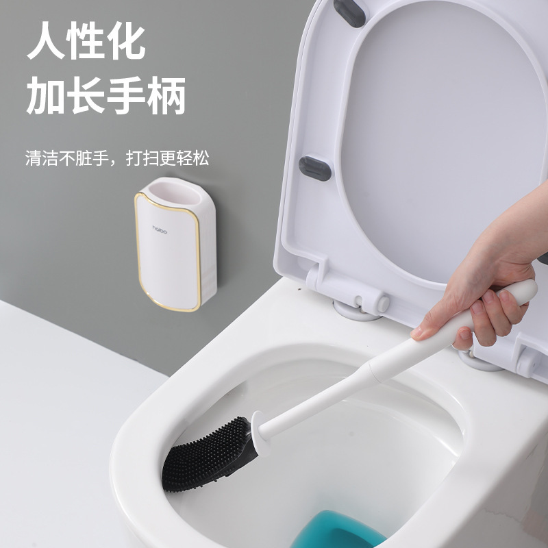 cepillo de inodoro de silicona sin ángulo muerto cepillo de lavado de inodoro sin perforación cepillo de limpieza de inodoro en cuclillas