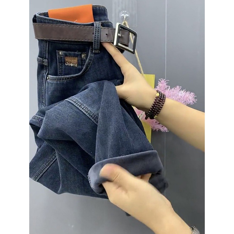 plus Size Fleece Lined Straight Leg Jeans High Waisted Slimming Cropped Dad Style Harem Pants for Women Autumn Winter Casual Fashion_voghion.com