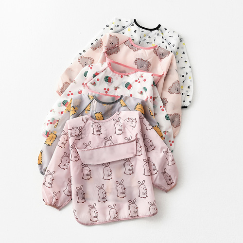 Umbrella children's waterproof bib long-sleeved baby waterproof coverall infant polyester taffeta full body waterproof eating clothes