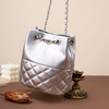 Classic silver chain, small one-shoulder bag, genuine leather, Chanel style, chain bag, high-end