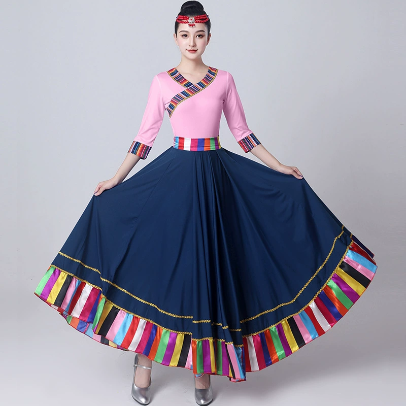 Тибетский танцевальный костюм женский рукав цовый топ тибетский юбка юбка-маятниковая юбка тибетского искусства