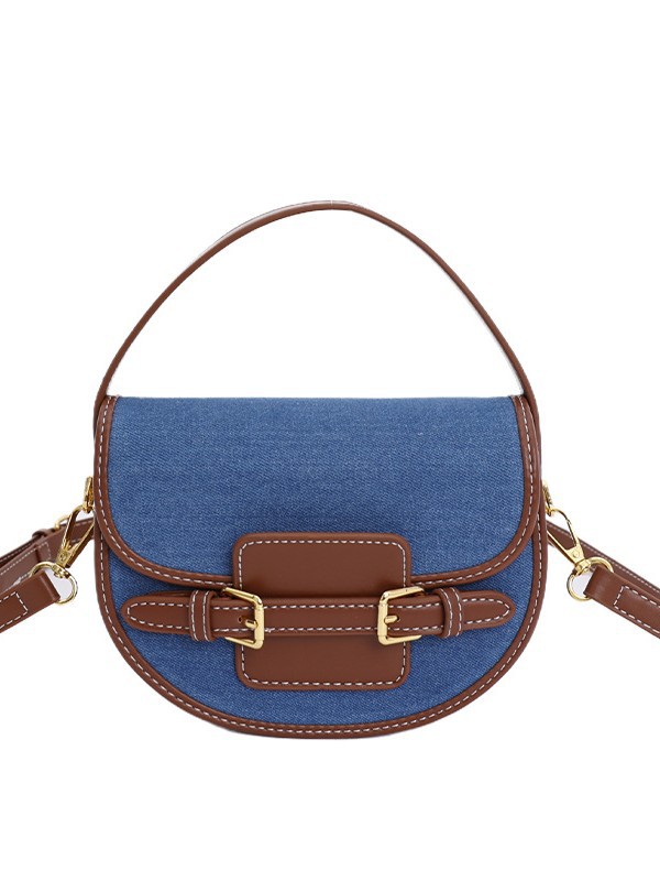 Bolsa de silla de mano de alto impacto de color para mujeres 2025 nuevo estilo transfronterizo de color de moda empalme multicolor de hombro