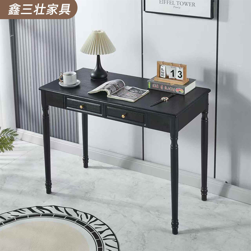 Home Black Desk Study Bedroom Small Apartment Vintage Writing Desk Office Computer Desk Antique Desk