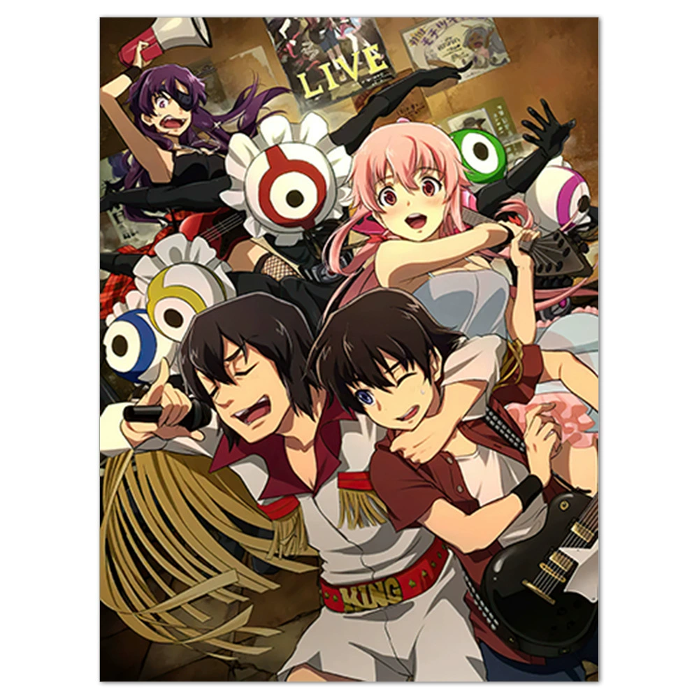 Плакат-наклейка Mirai Nikki (Future Diary) — аниме-мурал, разные размеры (10×15–50×70 см)