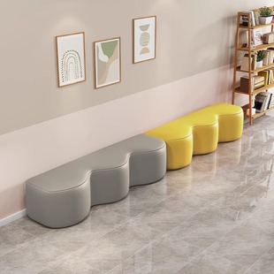 ♔ Creative Dance Training Rest Waiting Area Small Sofa Bench Kindergarten Wavy Sofa Chair Combination Card