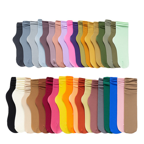 Socks for women, spring and summer ice socks, velvet pile socks, macaron long rolled hem student socks, mid-tube socks wholesale