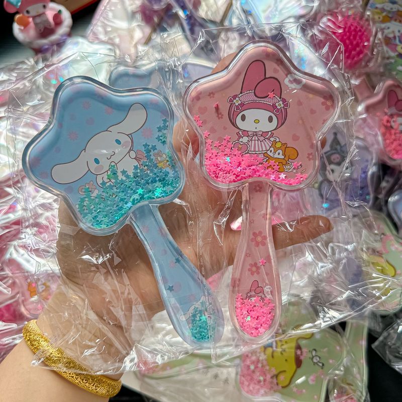 三丽鸥流沙透明梳子气囊按摩梳子气垫梳学生女卷发梳大号美发梳子|undefined