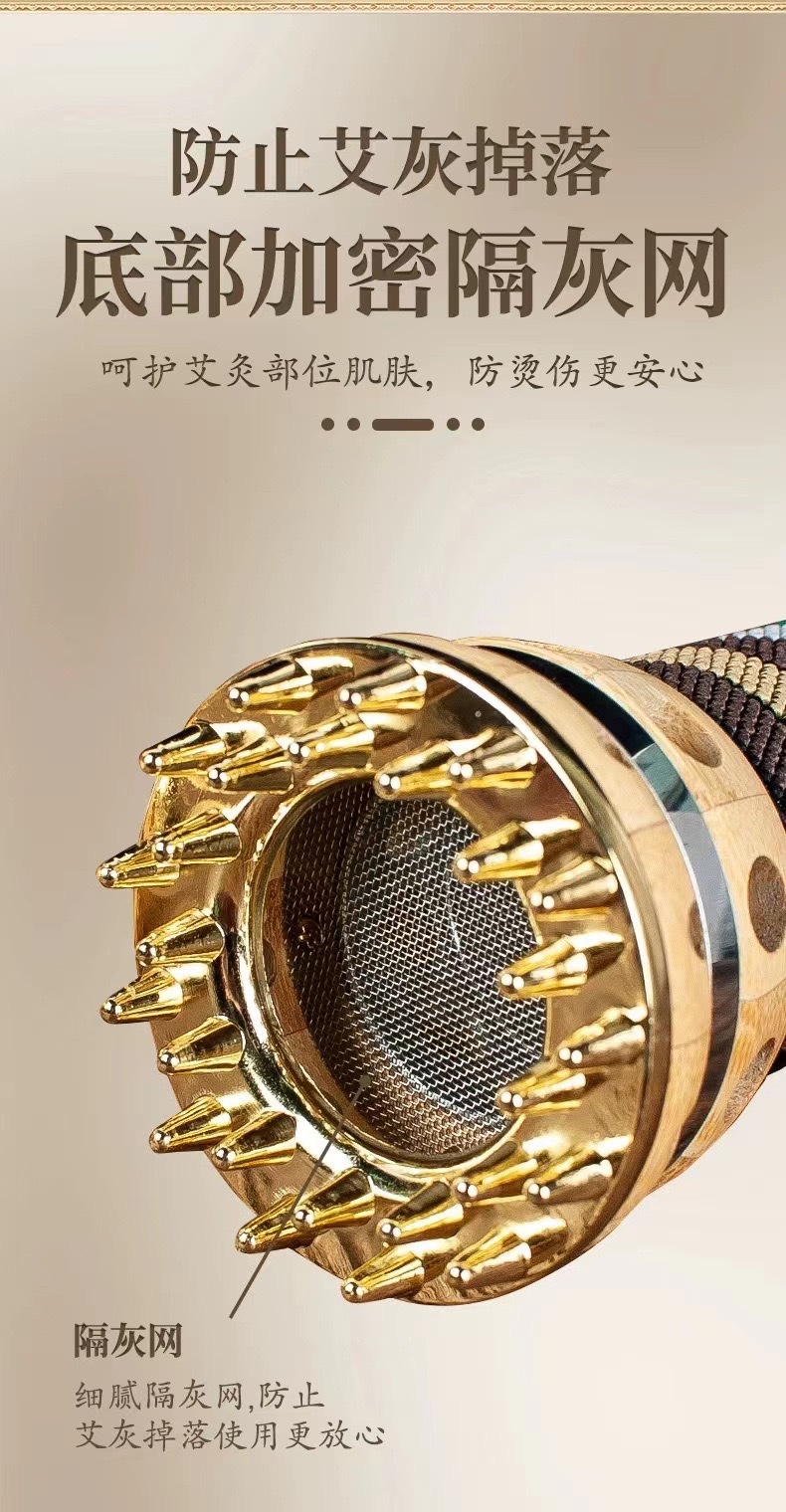 4cm Copper Moxibustion Jar Portable Open Flame Moxa Burner with Gua Sha Massage Comb for Joint Care specifications
