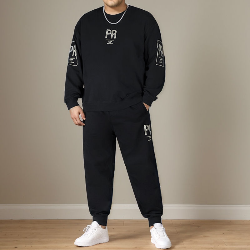 大码男士卫衣春秋款胖子加肥宽松百搭休闲运动长袖打底衫套装潮流|undefined