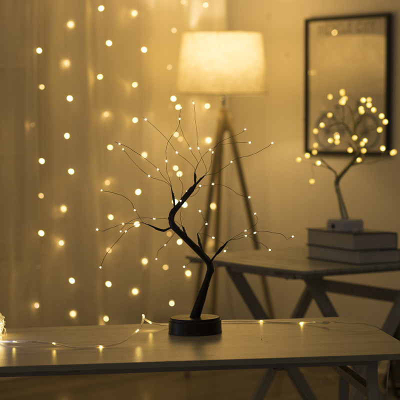 따뜻한 빛 48 램프 버튼 블랙 트리 라이트