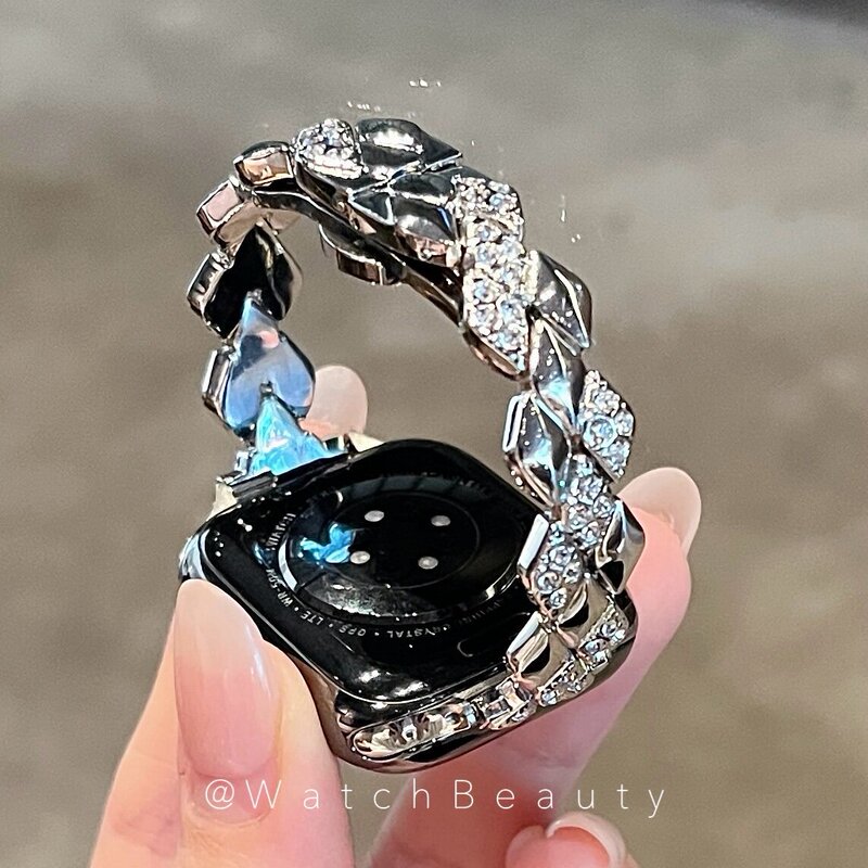 High-End Diamond-Studded Rhombus Wheat Ear Metal Apple Watch Band Suitable for Apple Watch 11 iWatch 10 High-End Diamond-Studded Rhombus Wheat Ear Metal Apple Watch Band Suitable for Apple Watch 11 iWatch 10