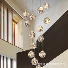 階段のシャンデリアが満天の星loftの複式楼の客間の明かりの現代のシンプルな北欧の軽い豪華なマンションは空の長いシャンデリアを選びます。