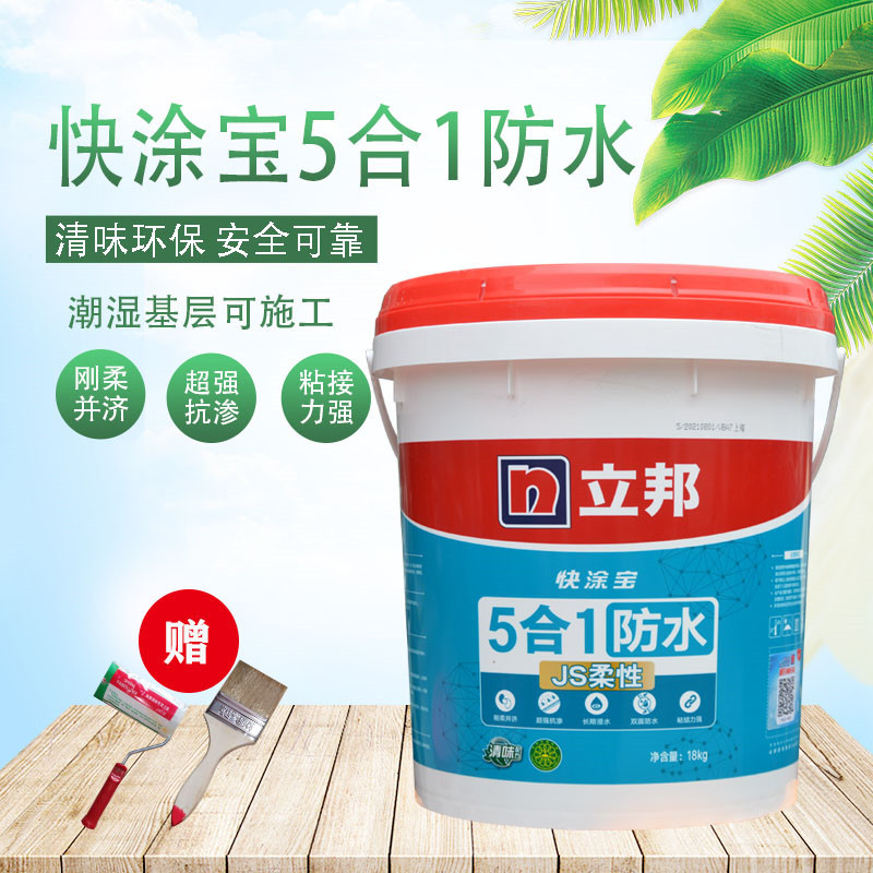 立邦快涂宝五合一柔性防水浆料涂料卫生间灰浆防漏胶堵漏送工具