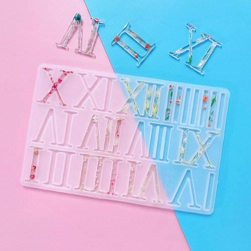 DIY mirror crystal glue clock digital glue mold Roman Arabian creative pendant decoration mold