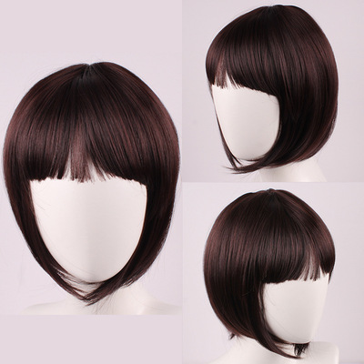 BOBO头假发套化纤哑光时尚假发女齐刘海短发全头假发黑色棕色短发