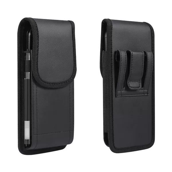 Men's Mobile Phone Waist Bag Vertical Hanging Belt Waist Bag Middle-aged Elderly Magnetic Buckle Single Layer Leather Case 6.1 Inch 6.7 Inch