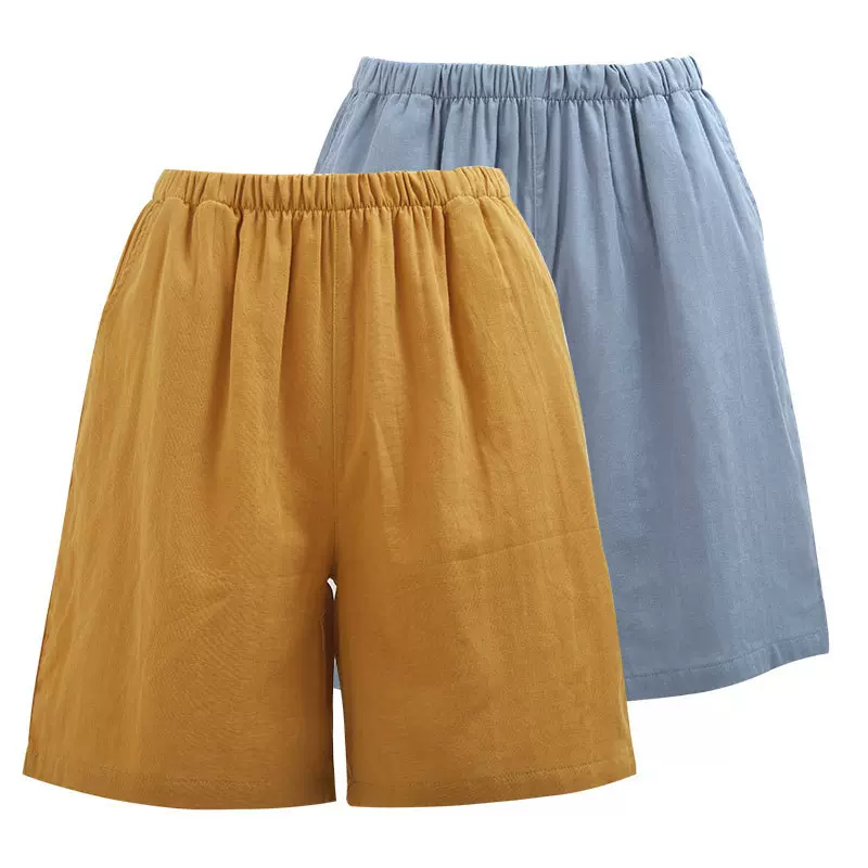 25年夏款女士全棉纱布纯色口袋单短裤 两色可选 柔软舒适透气