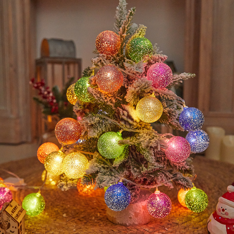 Decoración del árbol de Navidad bola de lámparas parpadeantes luces de cadena Navidad vestido tienda ventanas colgantes creativos joyas pequeñas