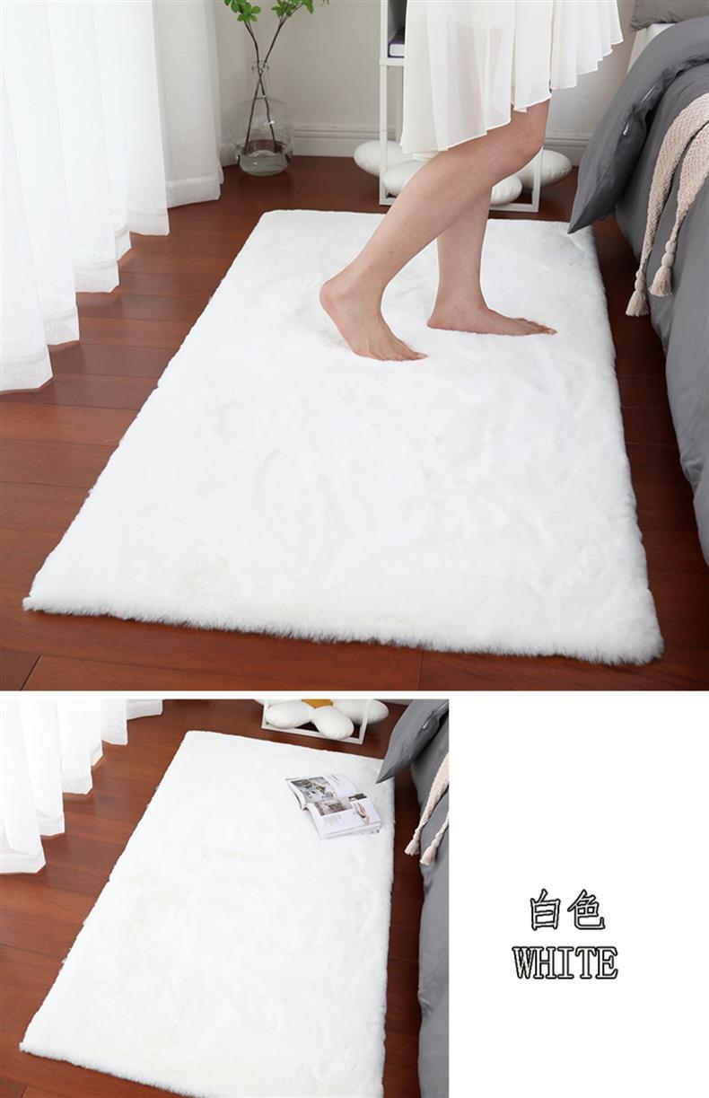 Thickened Imitation Rabbit Plush Carpet for Bedroom, Large Area Bedside Mat, Balcony Living Room Coffee Table Blanket, Simple Ins