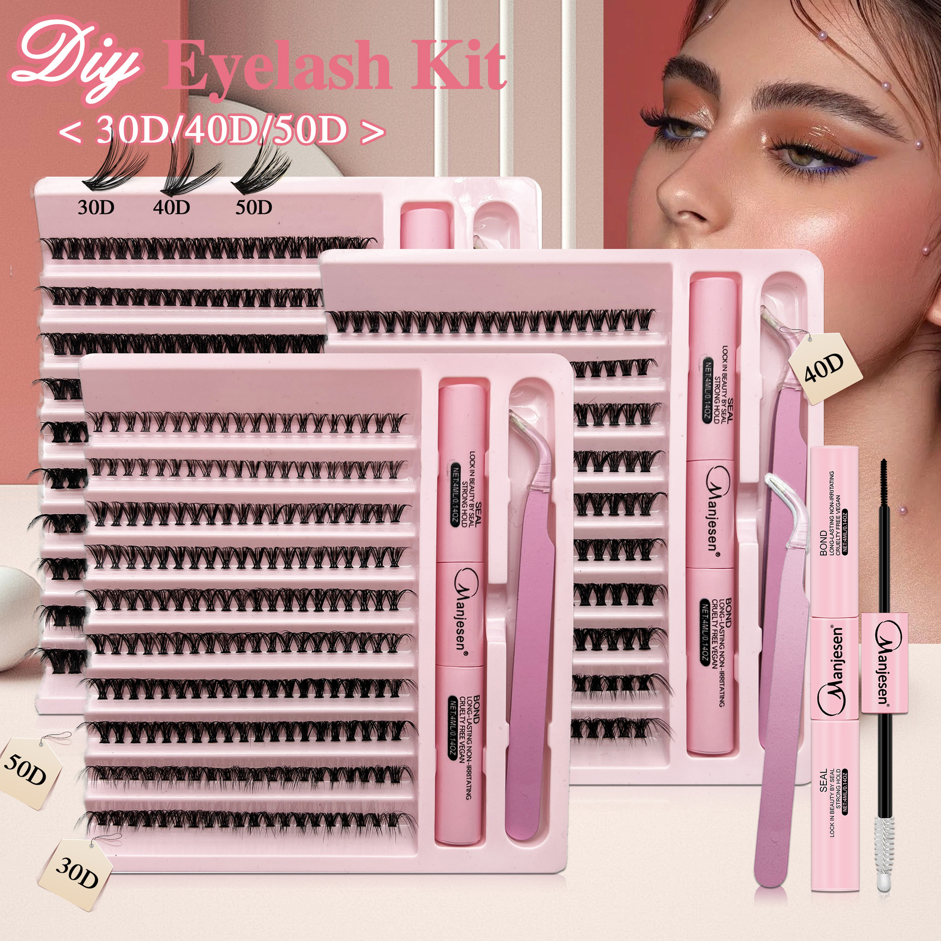 Set de pestañas postizas DIY 30D 40D de gran capacidad, voluminosas y gruesas, de venta caliente transfronteriza, al por mayor de fábrica